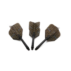Cuesoul ROST AK5 Dart Shafts Big Wing — three black and gold flights and shafts