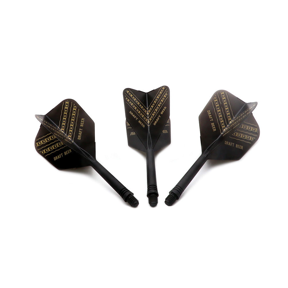 Cuesoul ROST AK5 Dart Shafts Big Wing — three black and gold flights and shafts