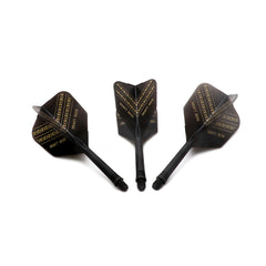 Cuesoul ROST AK5 Dart Shafts Big Wing — three black and gold flights and shafts