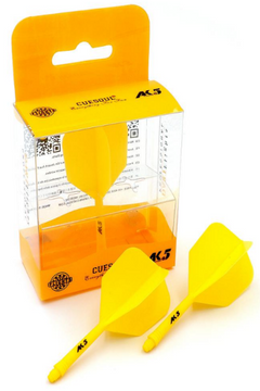 Cuesoul ROST AK5 Dart Shafts Big Wing — yellow flights and shafts with packaging
