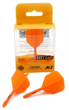 Cuesoul ROST AK5 Dart Shafts Big Wing — orange flights and shafts with packaging