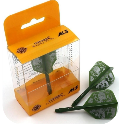 Cuesoul ROST AK5 Dart Shafts Big Wing — green flights and shafts with packaging