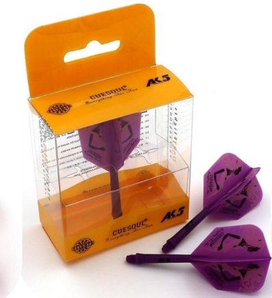 Cuesoul ROST AK5 Dart Shafts Big Wing — purple flights and shafts with packaging