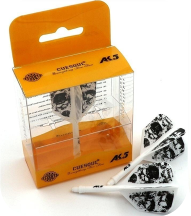 Cuesoul ROST AK5 Dart Shafts Big Wing — white flights and shafts with packaging