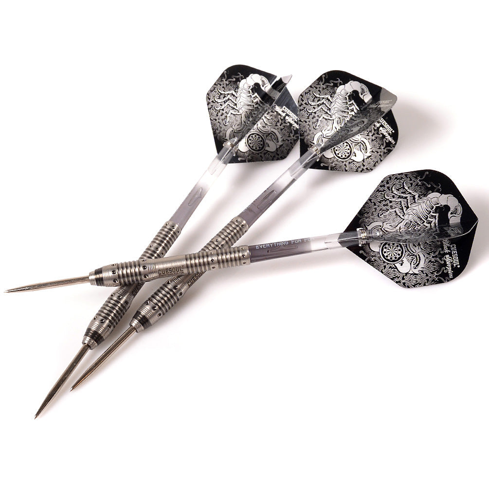Cuesoul Scorpion Steel Tip Darts 90% Tungsten — three assembled darts