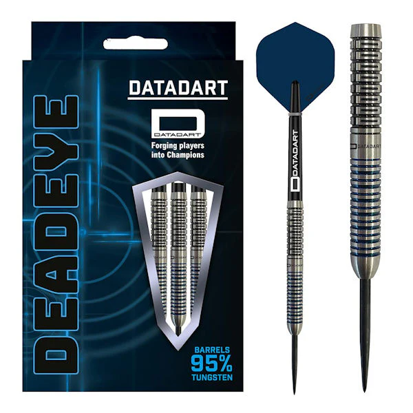 Datadart Deadeye Steel Tip Darts 95% Tungsten — dart, barrel detail and packaging