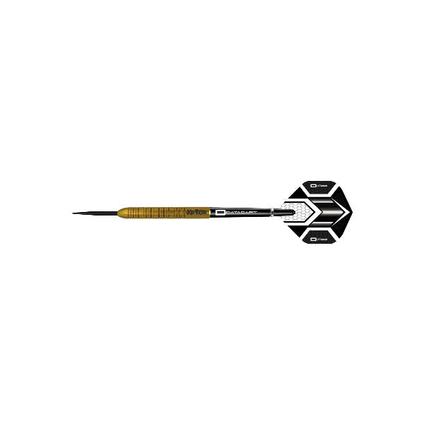 Datadart John Walton Gold 24g assembled steel tip dart side view