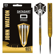 Datadart John Walton Gold 24g 90% tungsten steel tip darts set with packaging