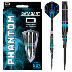 Datadart Phantom Steel Tip Darts 90% Tungsten — dart, barrel detail and packaging