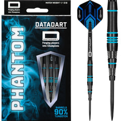 Datadart Phantom Steel Tip Darts 90% Tungsten — dart, barrel detail and packaging
