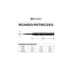 Datadart Ricardo Pietreczko Black PVD dart barrel dimensions and weight specifications