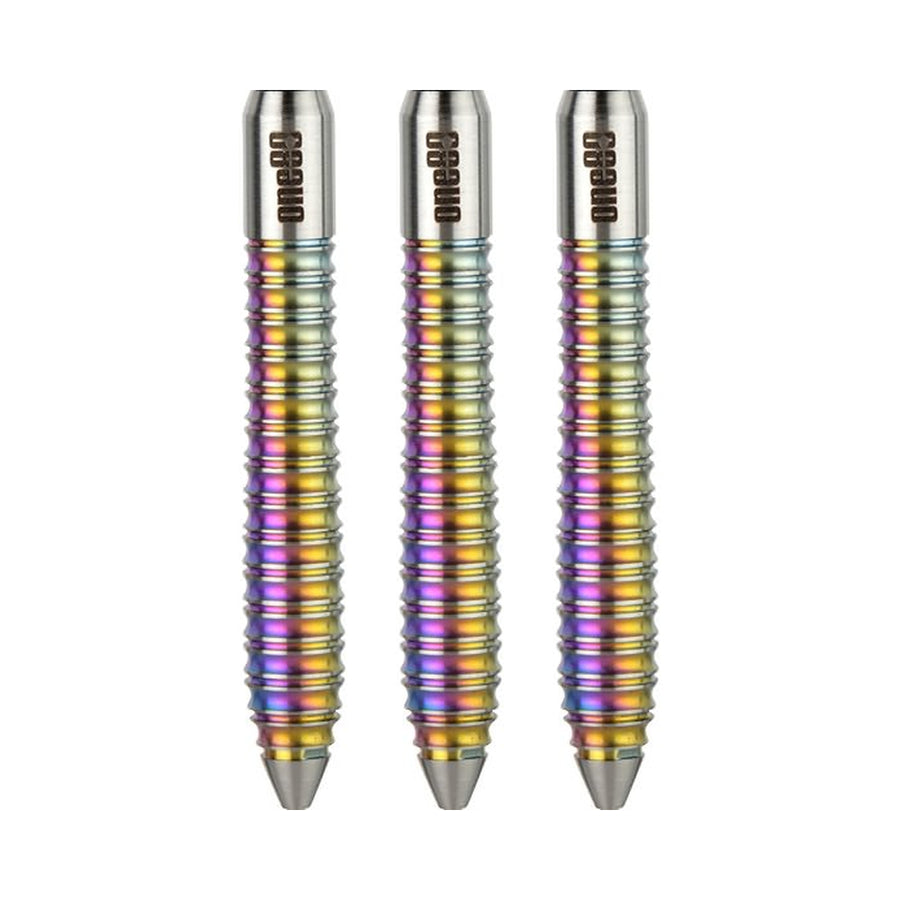One80 Deta Hedman R2 Steel Tip Darts - 90% Tungsten — three barrels, without shafts, flights or points