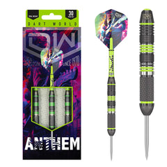 DW Darts Anthem Stainless Steel — dart, barrel detail and packaging