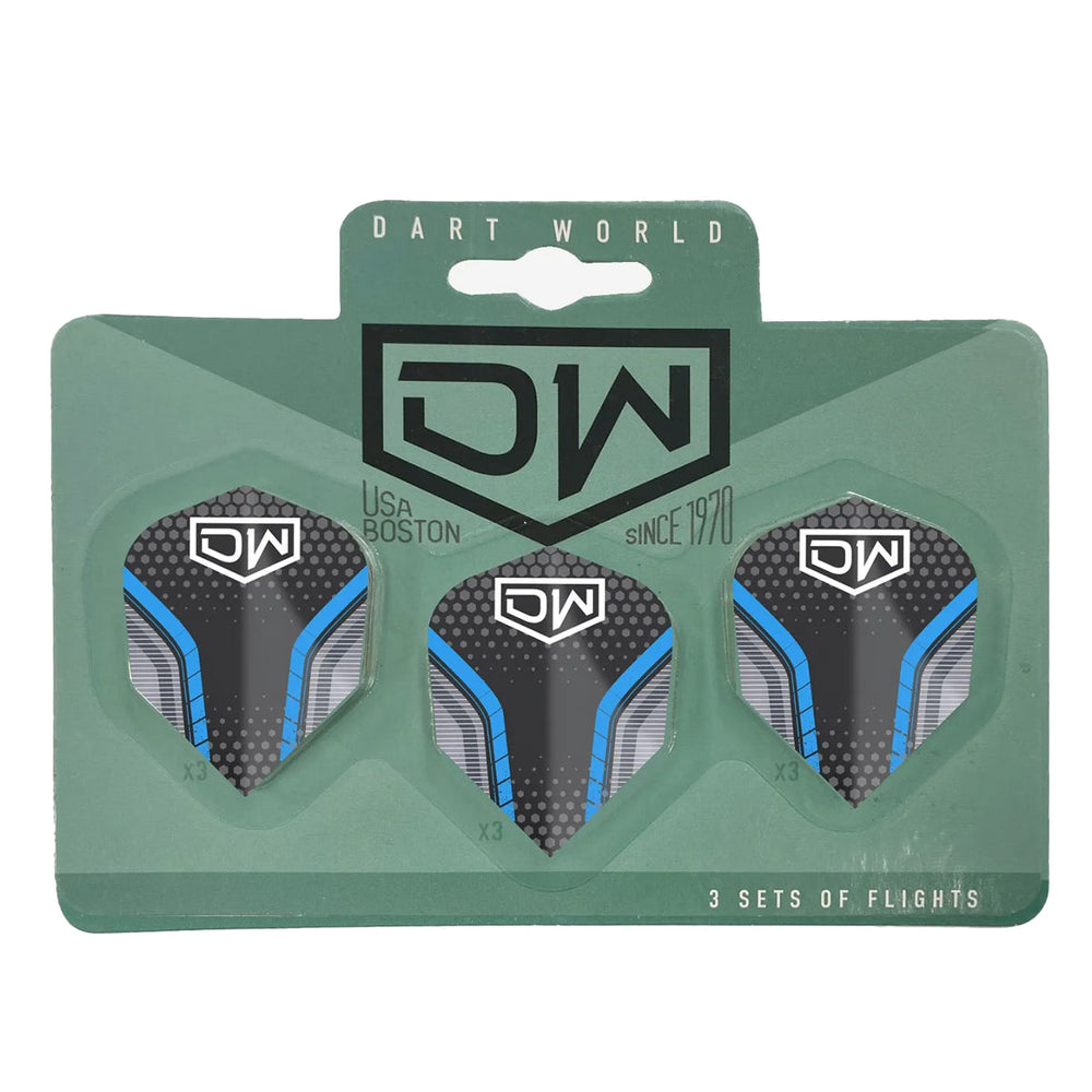 DW Darts Avenger 01 Dart Flights Standard No.6 — blue flights in packaging