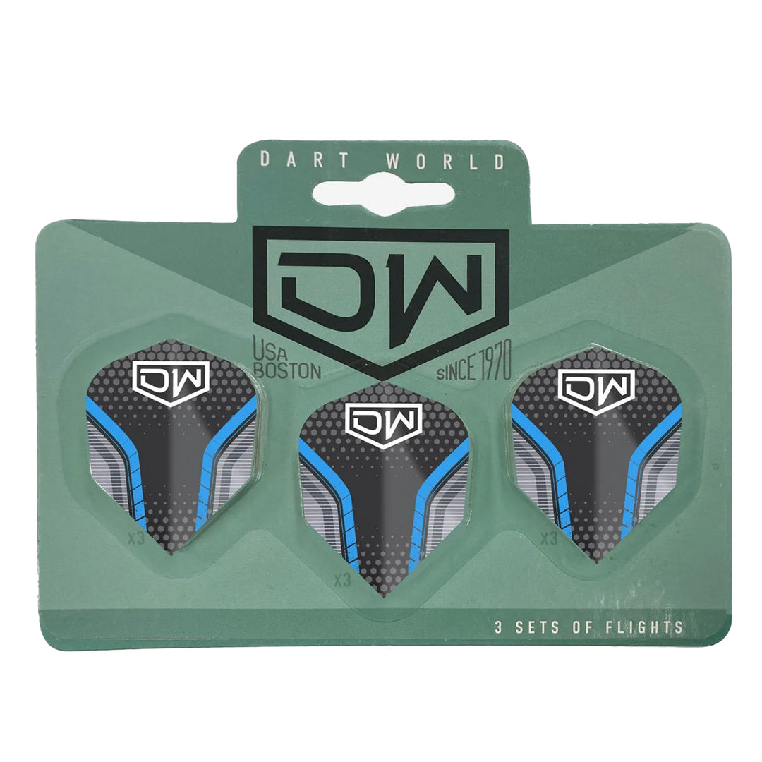 DW Darts Avenger 01 Dart Flights Standard No.6 — blue flights in packaging