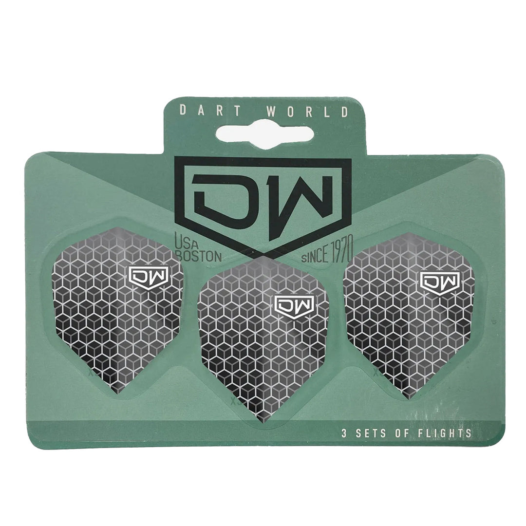 DW Darts Avenger 02 Dart Flights Standard No.6 — grey flights in packaging