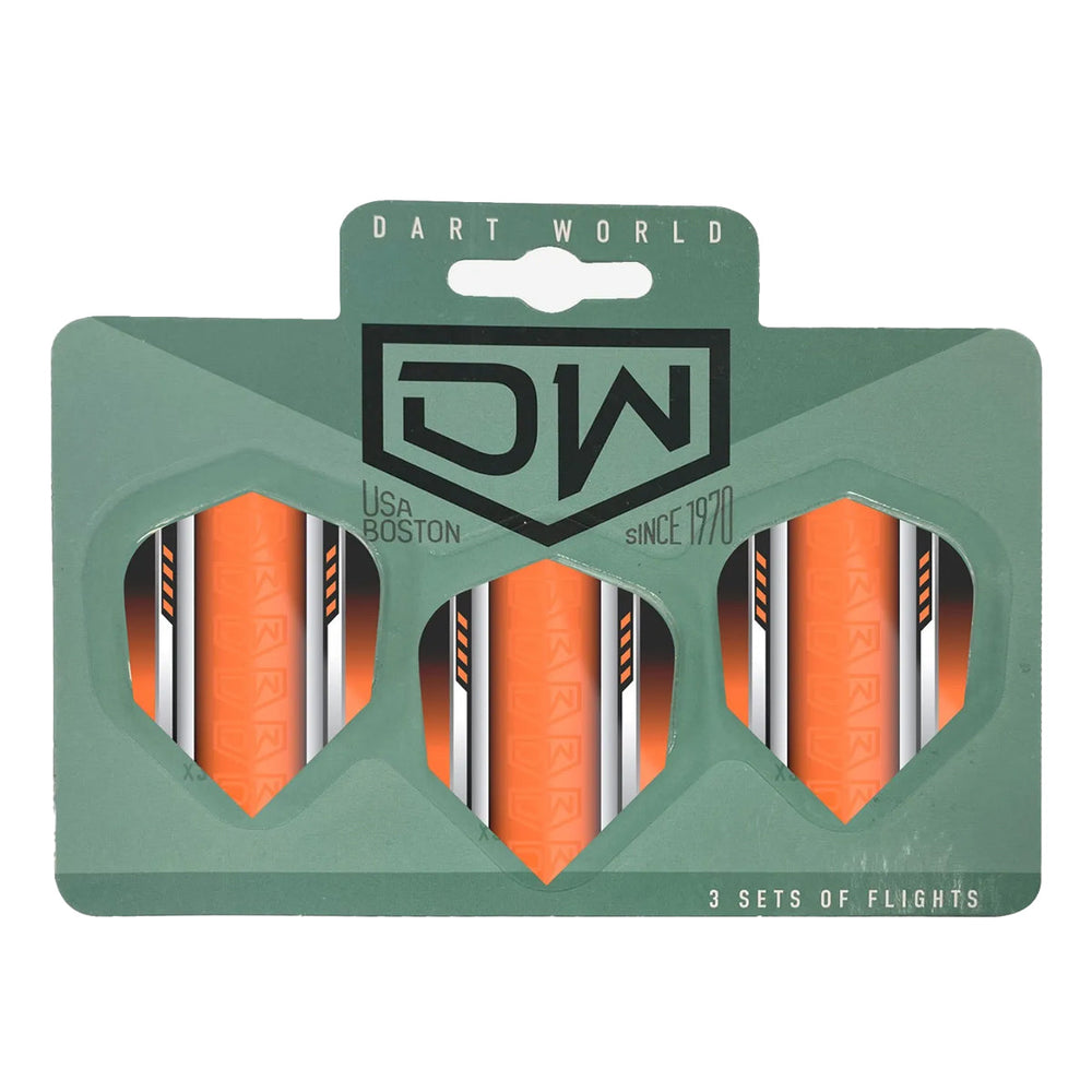 DW Darts Aviator Dart Flights Standard No.6 — orange flights in packaging