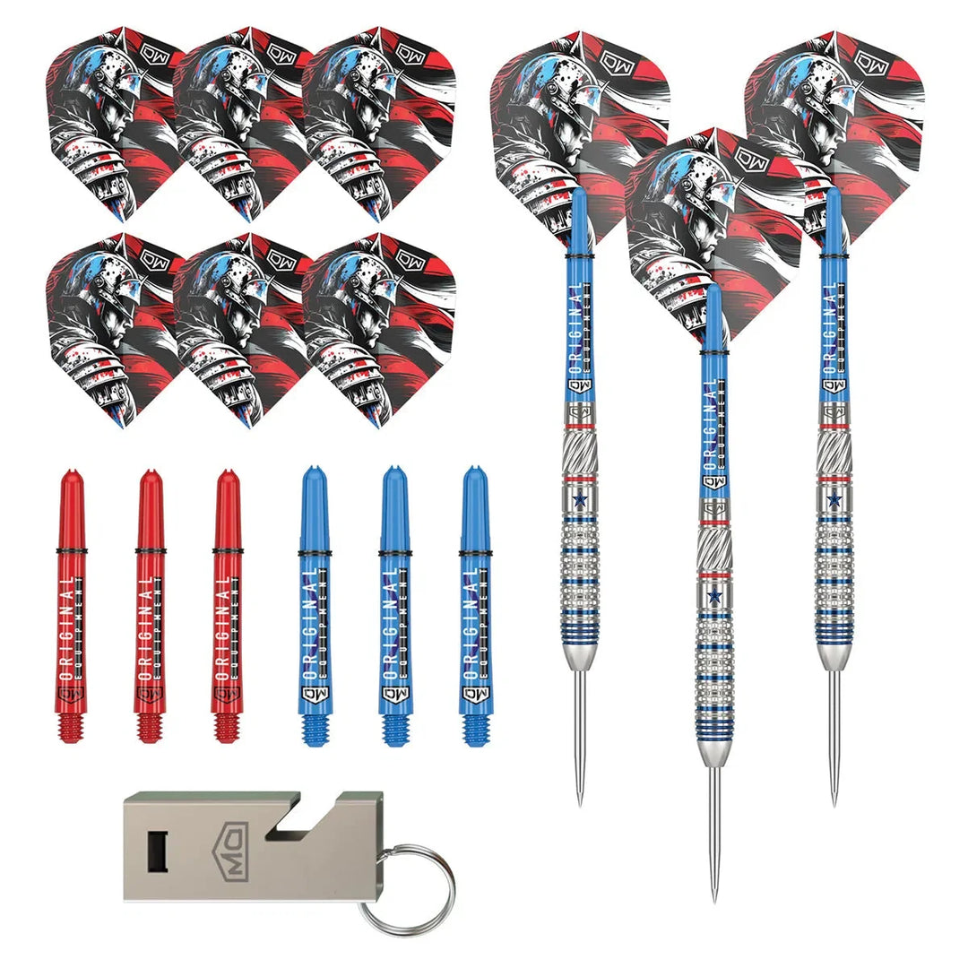 DW Darts Regulator Steel Tip Darts 90% Tungsten — set contents diagram