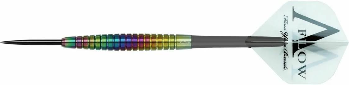 Dynasty - Fallon Sherrock Rainbow Steel Tip Darts - 90% — three barrel close-ups