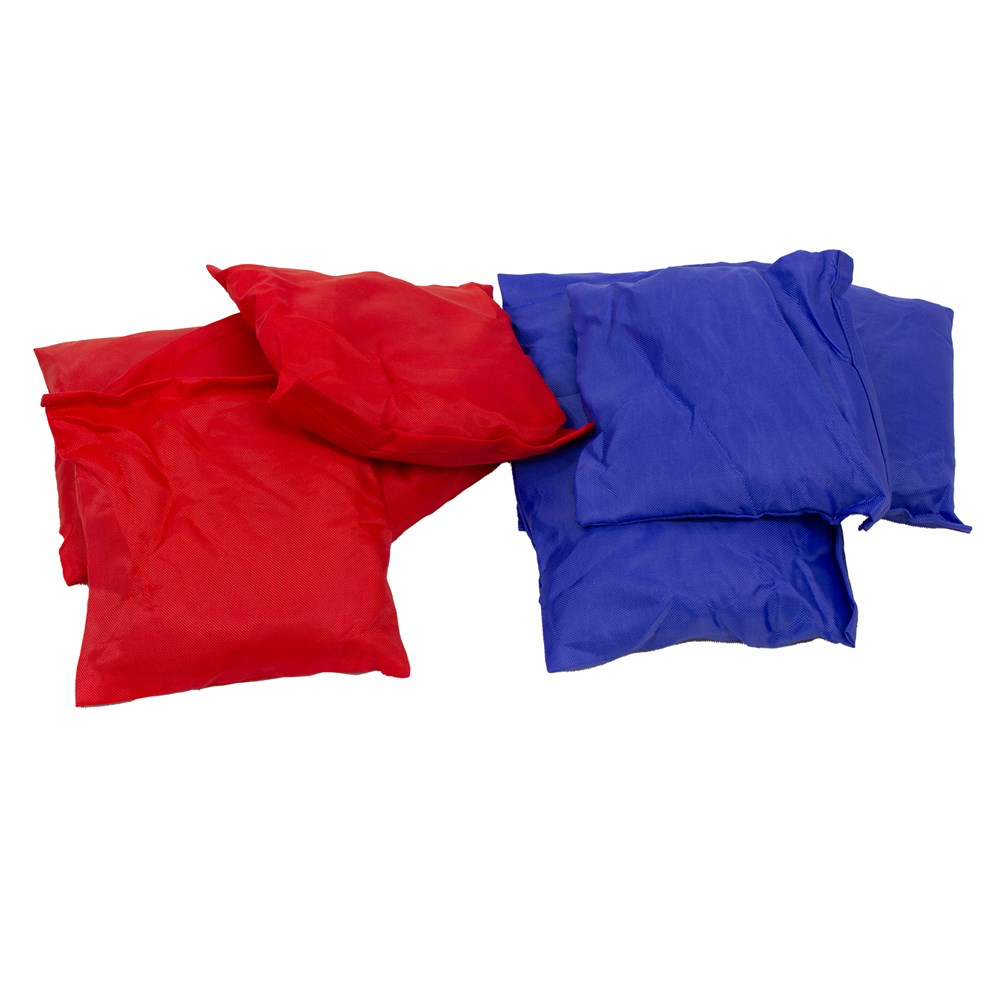Formula Competition Size Cornhole Board — red and blue beanbags