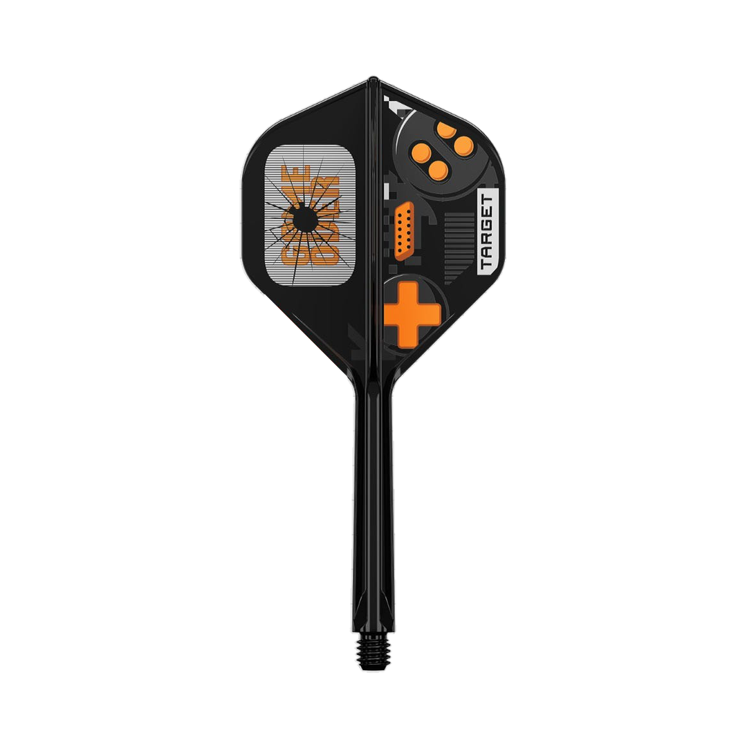 Target Game Over K Flex No.2, one complete integrated flight and shaft shown on white.