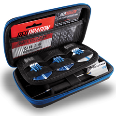 Red Dragon Gerwyn Price "Iceman" Darts Case — open case with darts and accessories