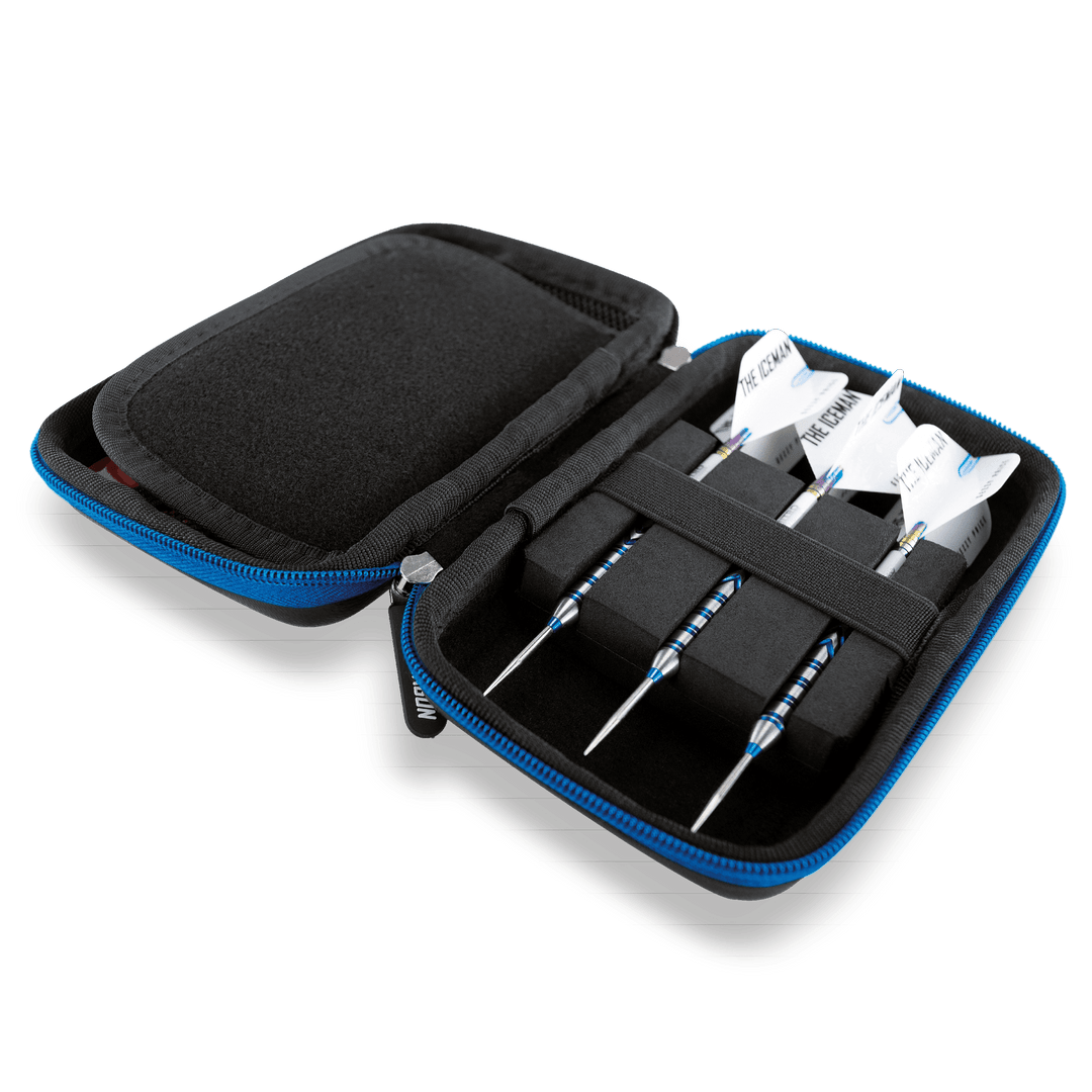 Red Dragon Gerwyn Price "Iceman" Darts Case — open case with darts and accessories
