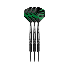 Goat 8-Ball steel-tip darts, three assembled darts with flights, shafts and points on a white background.