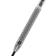Fairway v1 Steel Tip Darts – silver barrel with dimpled grip in close-up
