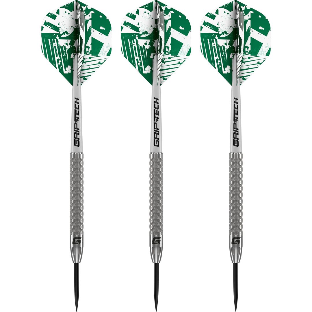 GOAT Fairway V2 90% tungsten steel tip darts angled view