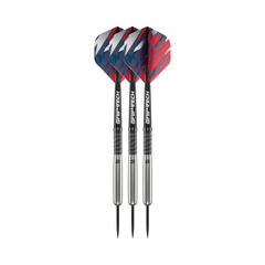 Goat Homerun steel-tip darts, three assembled darts with flights, shafts and points on a white background.