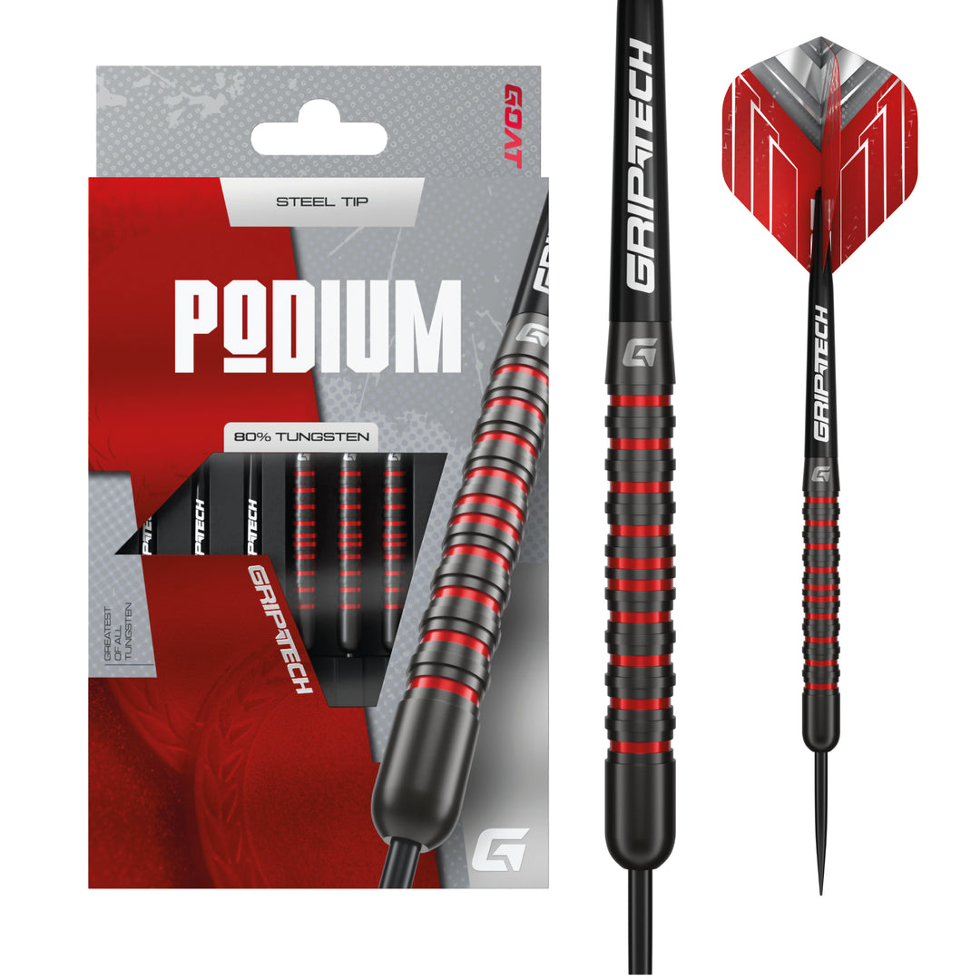 Goat Podium Red & Black Steel Tip Darts - 80% Tungsten 22g