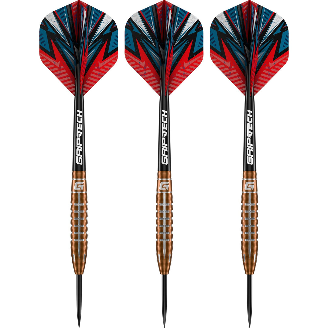 GOAT Quarterback V2 95% tungsten bomb darts angled view