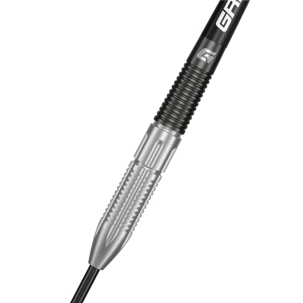 Reload Steel Tip Darts – black and silver barrel close-up