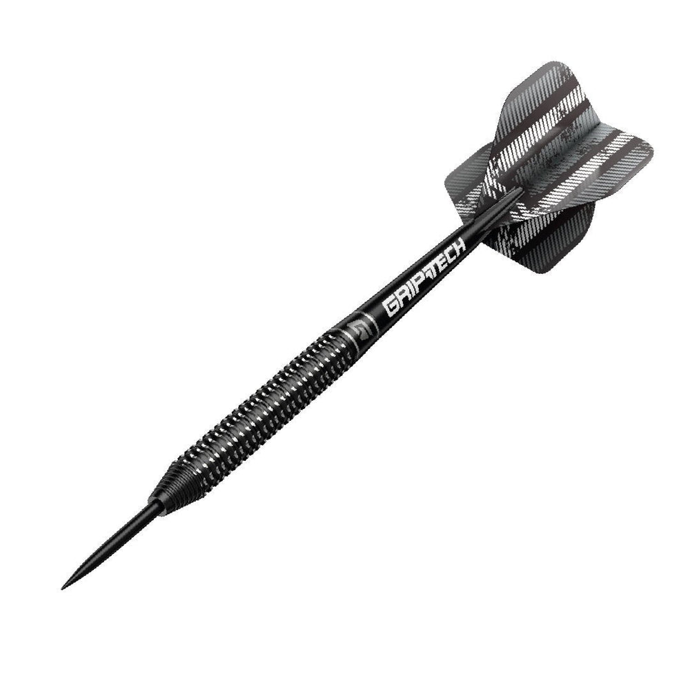 GOAT Sprocket 90% tungsten steel tip dart assembled in an angled view