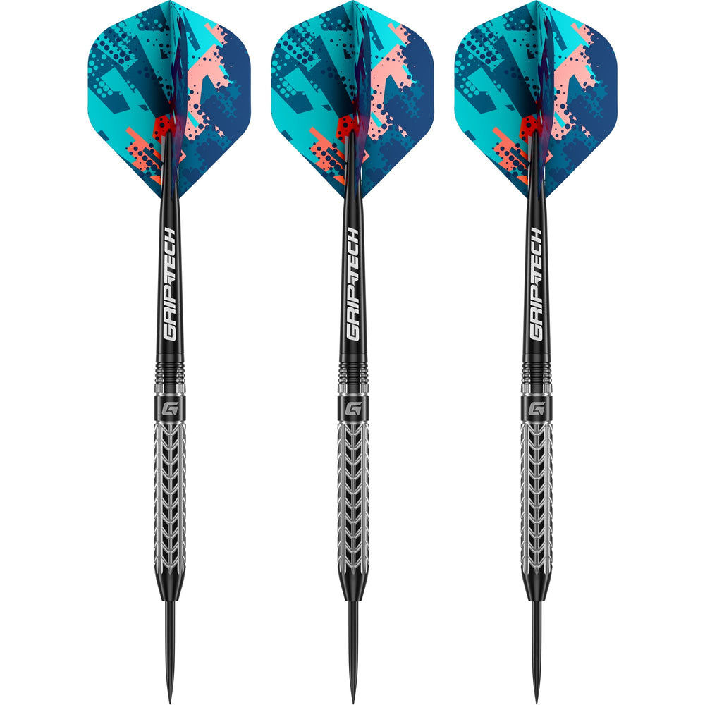 GOAT Traction 80% tungsten steel tip darts angled view