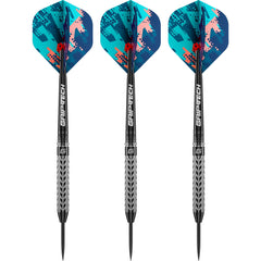 GOAT Traction 80% tungsten steel tip darts angled view