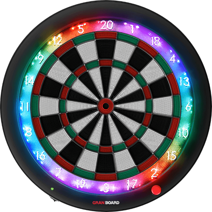 GranBoard 3S Green electronic soft-tip dartboard with illuminated LED ring – front view