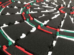 GranBoard 3S sound-damping foam behind scoring segments – internal detail