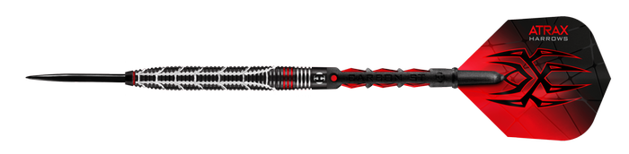Harrows Atrax 95% tungsten assembled steel tip dart with red flight