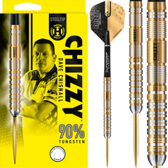 Harrows Chizzy Steel Tip Darts 90% Tungsten — dart, barrel detail and packaging