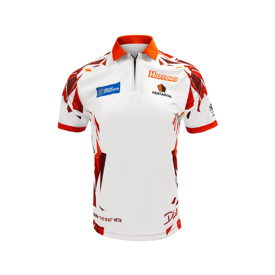 Damon Heta Player Shirt; one complete front view on white, showing the actual collar, sleeves, hem and printed product design.