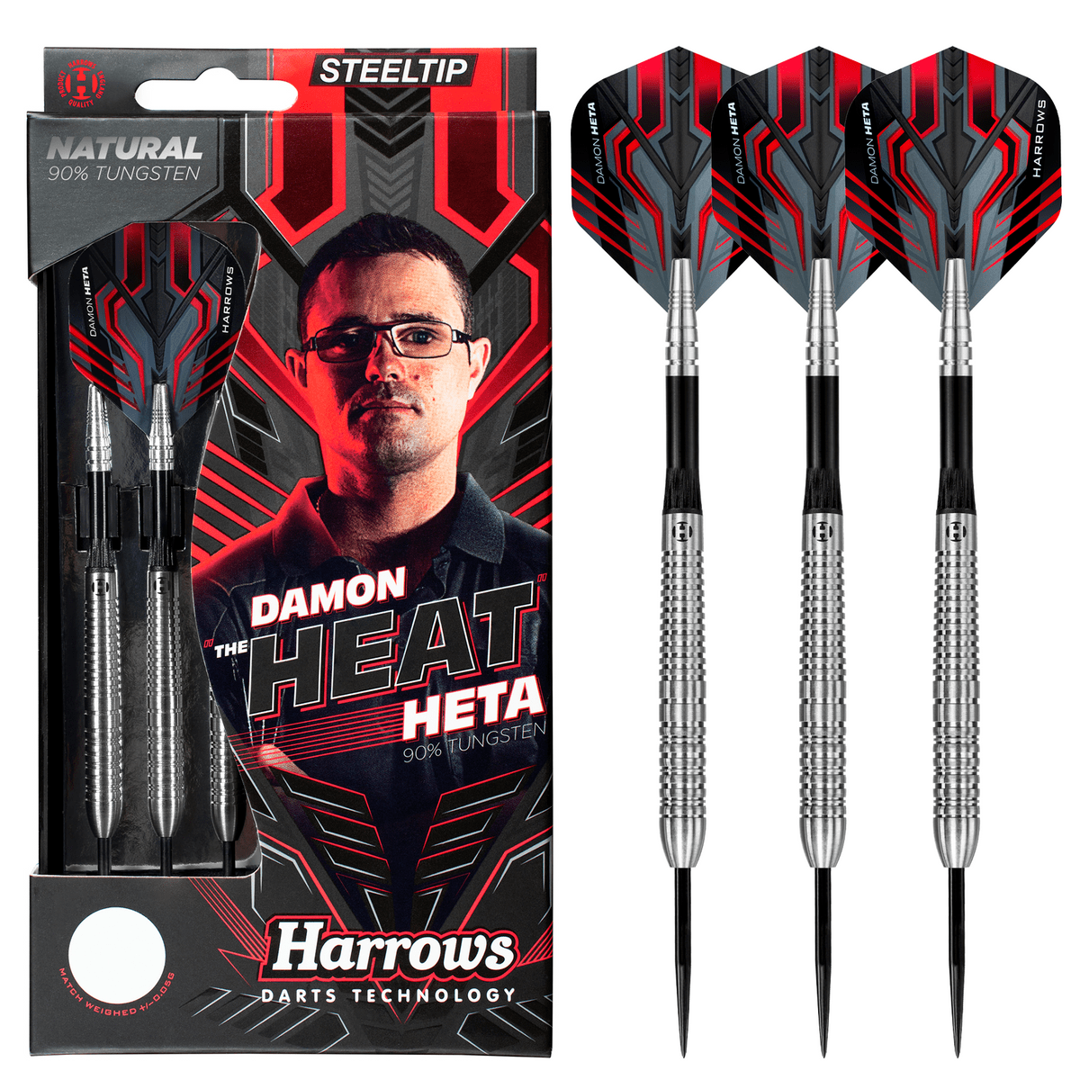 Damon Heta Silver Steel Tip Darts - 90% Tungsten — three barrel close-ups