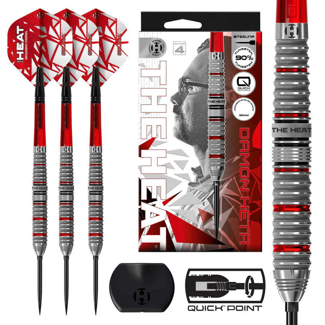 Harrows Damon Heta V4 QP Steel Tip Darts - 90% Tungsten 21g