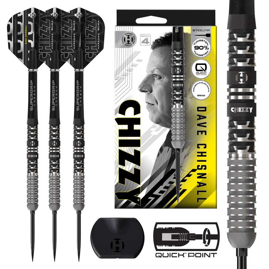 Harrows Dave Chisnall Chizzy S4 QP Steel Tip Darts - 90% Tungsten 22g