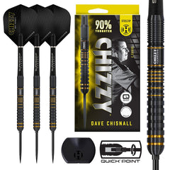 Harrows Dave Chisnall V3 Steel Tip Darts 90% Tungsten — set contents and packaging