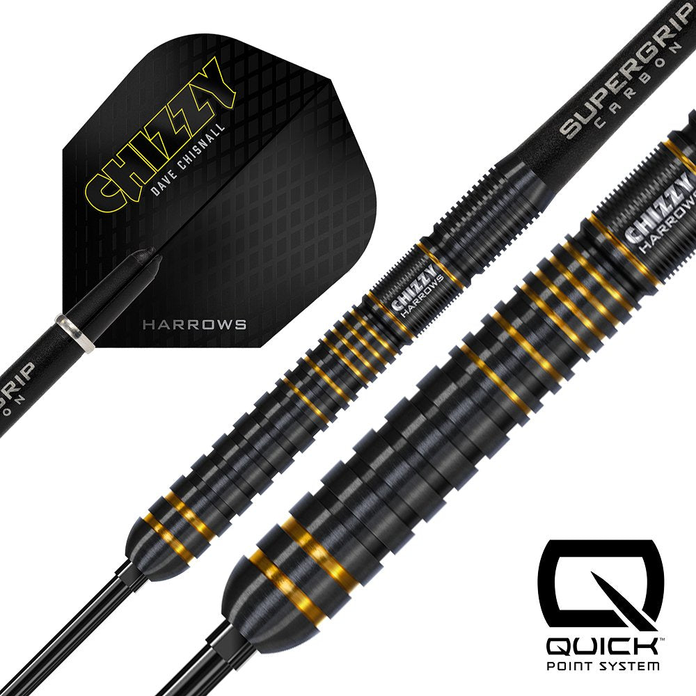 Harrows Dave Chisnall V3 Steel Tip Darts 90% Tungsten — barrel and grip close-up