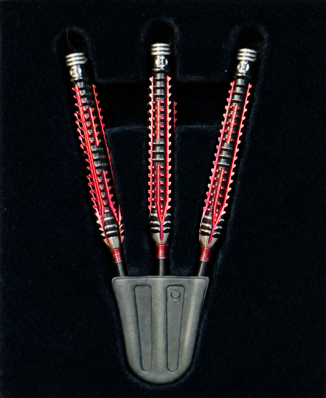 Harrows Fire Inferno 90% Tungsten Steel Tip Darts - Used / Trade-In — closer view of the three used barrels
