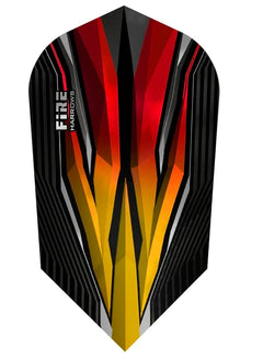 Harrows Fire Two Tone Flame slim dart flight – black, red and yellow design