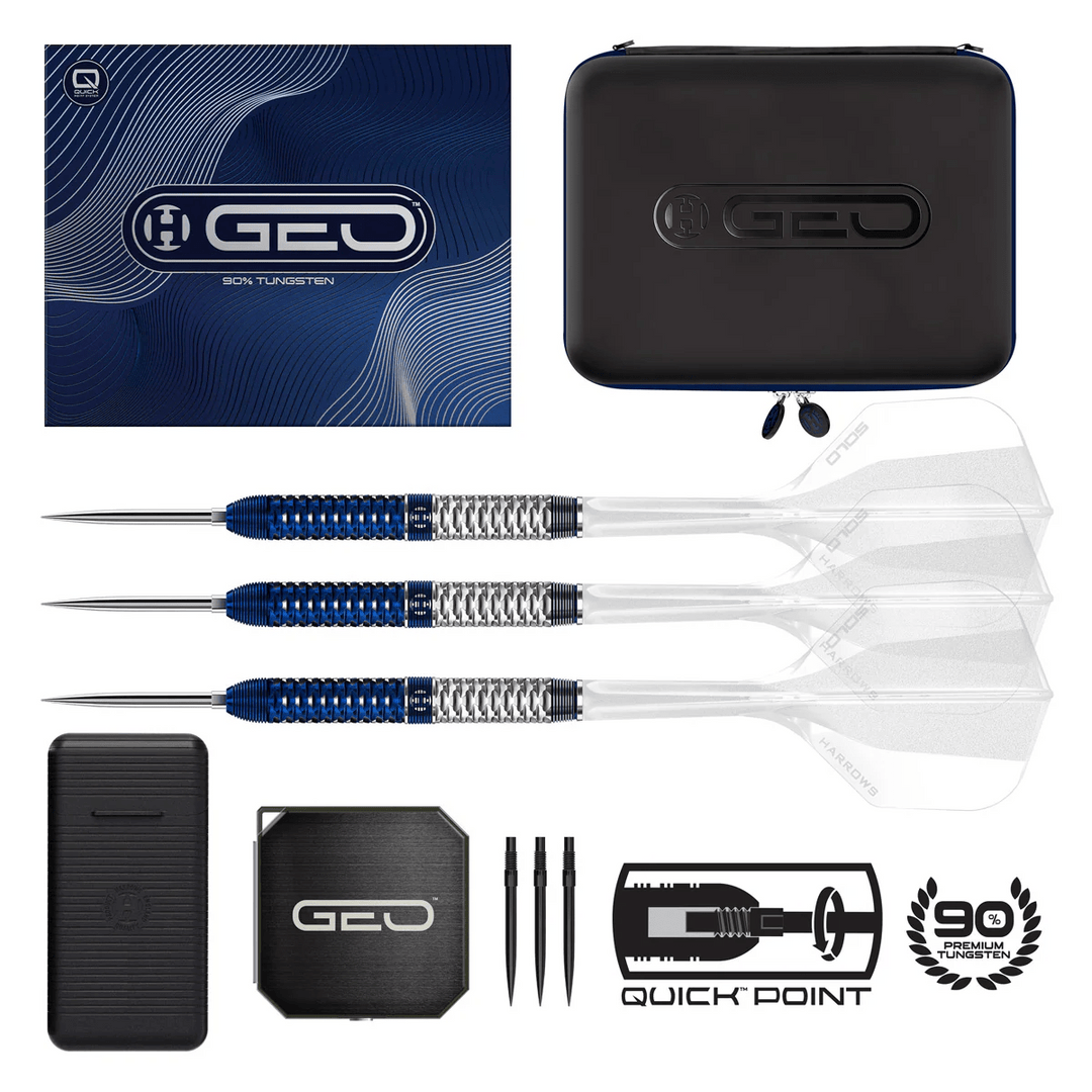 Harrows Geo Parallel QP Steel Tip Darts - 90% Tungsten 24g